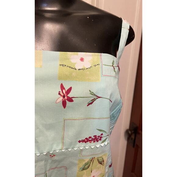 16 Yves Cossette Depeche Mode Floral Sundress Turquoise Zipper NWT - Picture 4 of 8